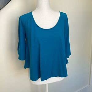 Xhilaration Blue Slit Sleeves Crew Neck Top. XS